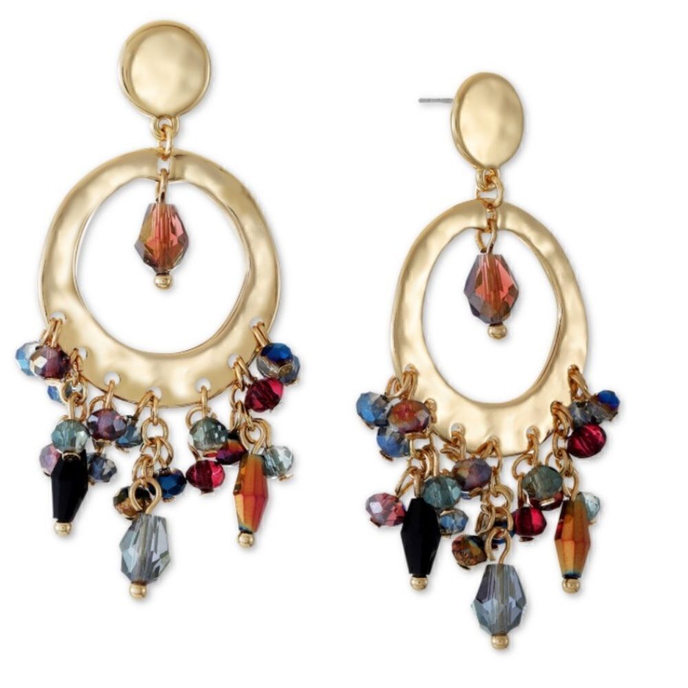 Style & Co Gold-Tone Multi-Bead Shaky Chandelier Earrings